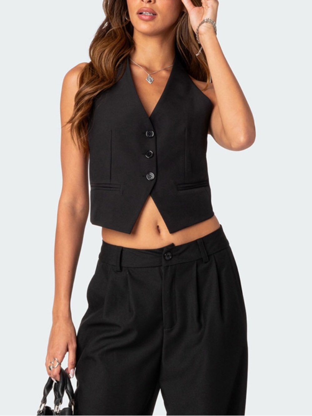 Edikted Finn Open Back Vest Top - Black